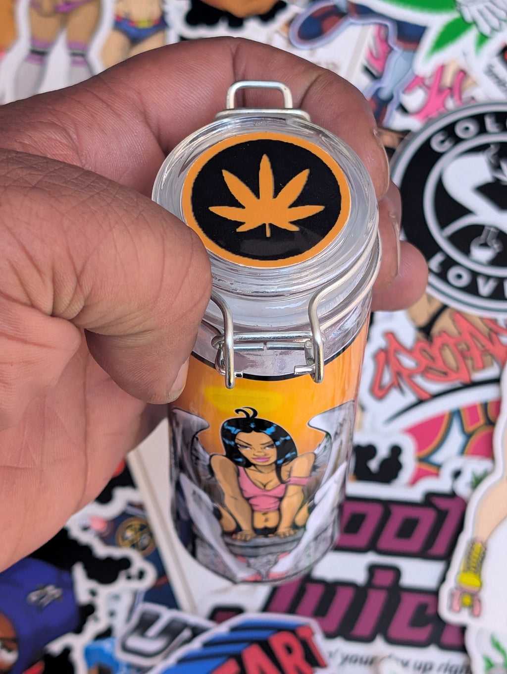 angel chick stash jar large