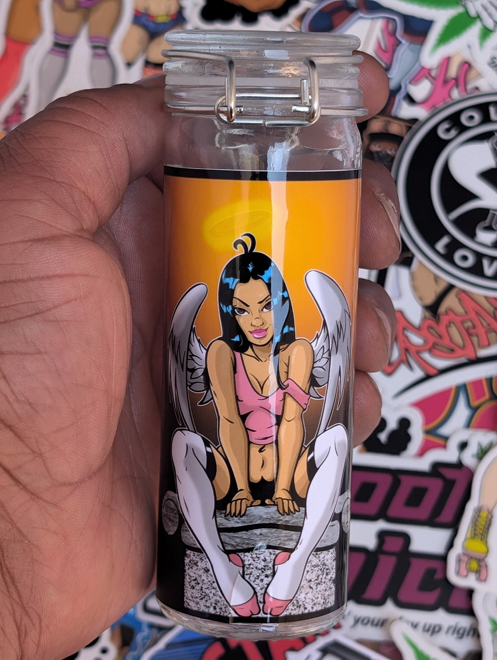 angel chick stash jar large